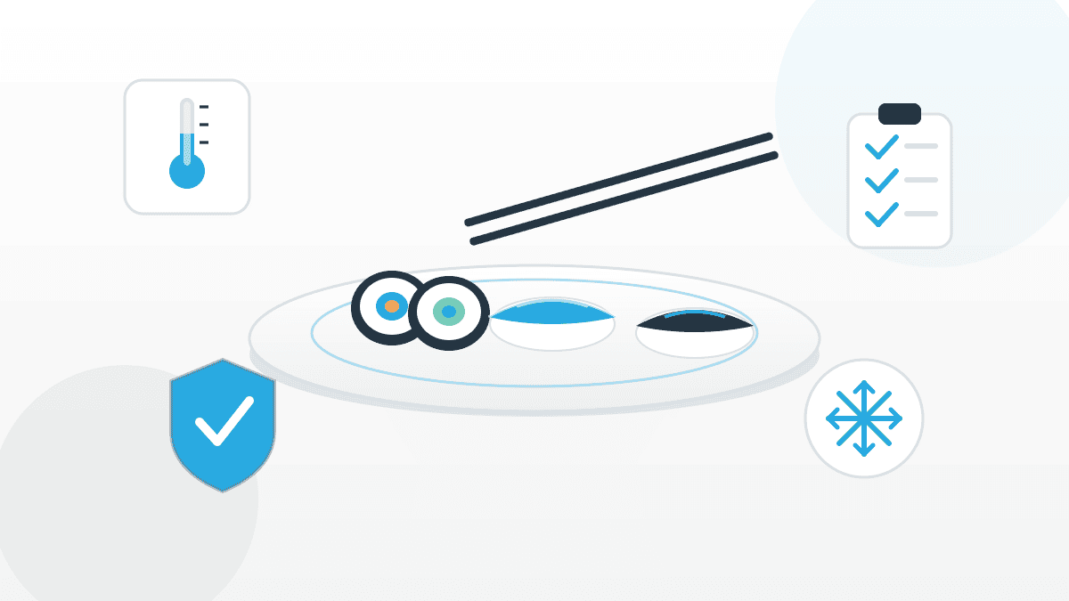 Illustration zu gesetzliche Anforderungen an Sushi mit Sushi-Teller, Thermometer, Schneeflocke, Checkliste und Schutzschild.