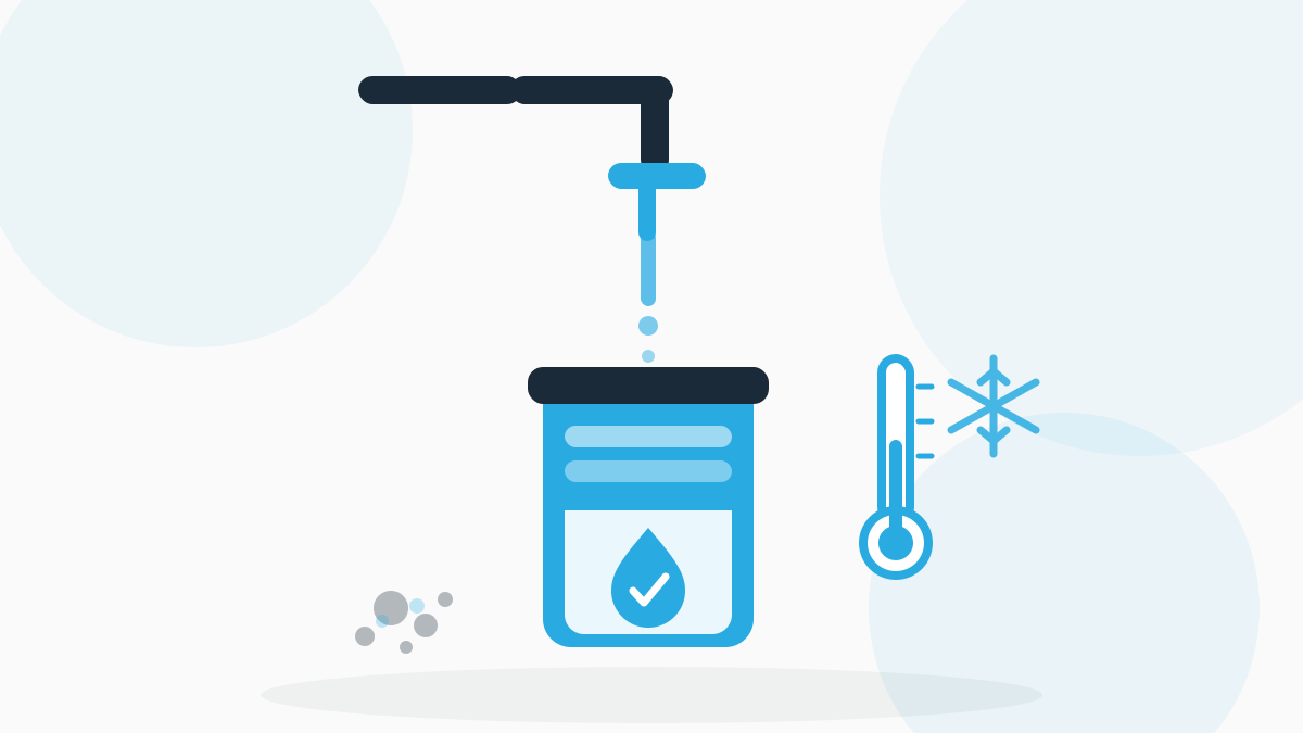 wasseraufbereitung-kalk Wasseraufbereitung und Kalk: Wasserhahn, Filterkartusche und Thermometer als Symbol für sauberes Wasser im Betrieb